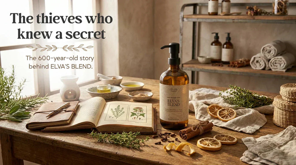 The history behind "Elva's Blend Thieves and Thyme Hand Soap"